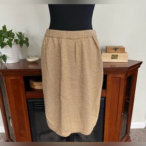 Jeanne Pierre Metallic Knit Women's Gold Skirt - Size Medium